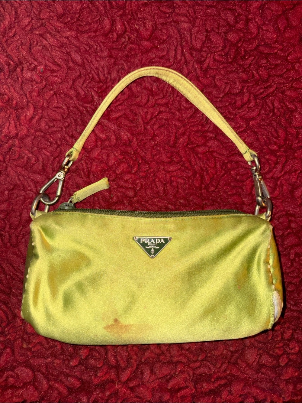 Prada lime green Silk tessuto Bag